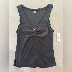 Old Navy Black Ruffle Tank Top with Rose